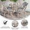 Merrick Lane Mael Bistro Style Table with Glass Top, Textilene, 4 Stack Chairs, and Bamboo Finished Metal Frame for Indoor/Outdoor Use